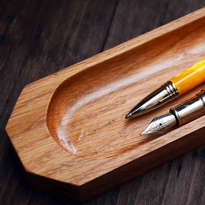 Pencil tray and paperweight in solid oak wood - Made in France