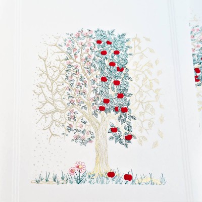 Pommier Aux 4 Saisons Carte De Voeux Rouge Et Or Avec L Enveloppe Assortie