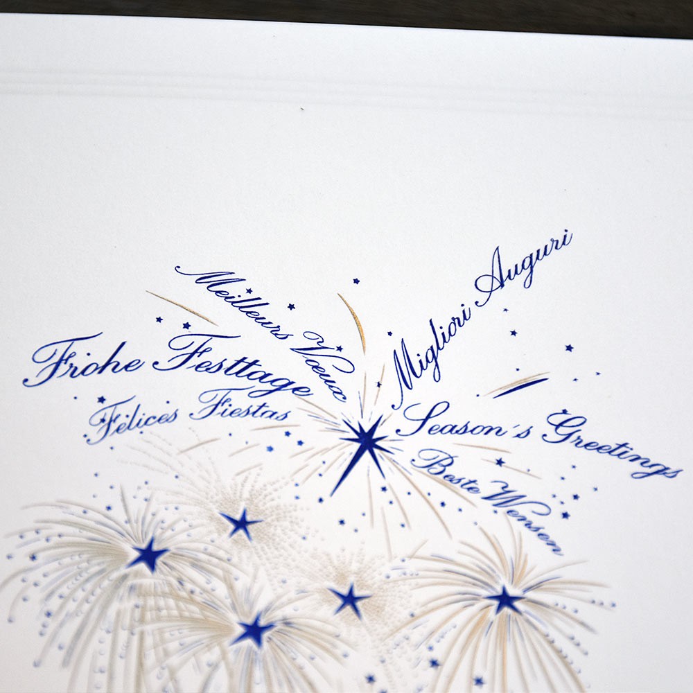 Feux D Artifice Carte De Voeux Bleu Et Or Avec L Enveloppe Assortie