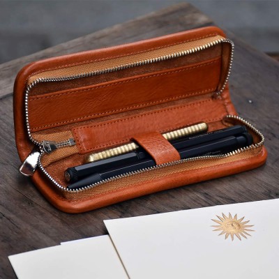 Small leather pen case - S size - 3 colours