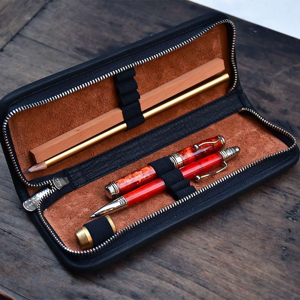 Medium leather pen case - 3 colours