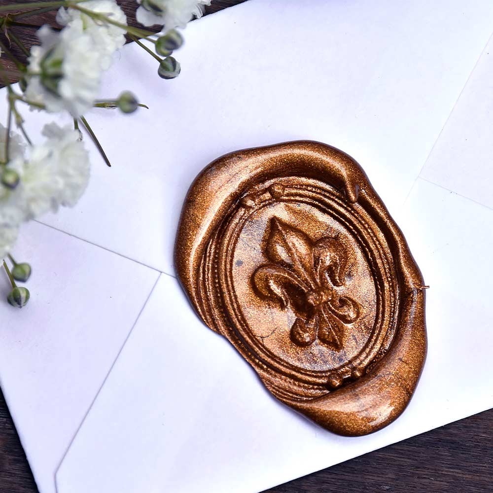 Lily FLower wax seal stamp in pewter - French King Emblem- L'Ecritoire