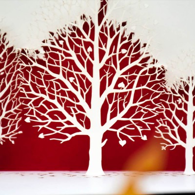Carte De Voeux 21 Pop Up Avec Des Arbres D Automne En Filigrane