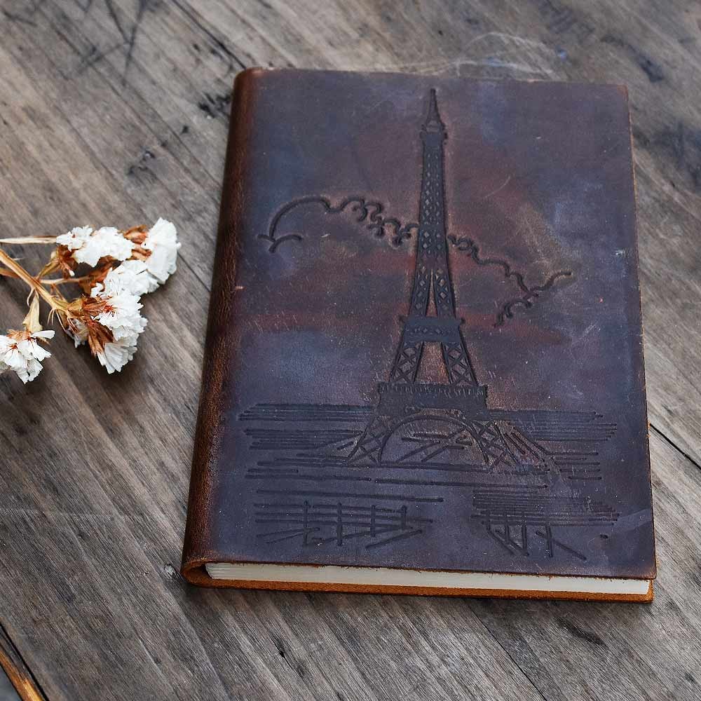 Eiffel Tower Travel notebook in soft leather