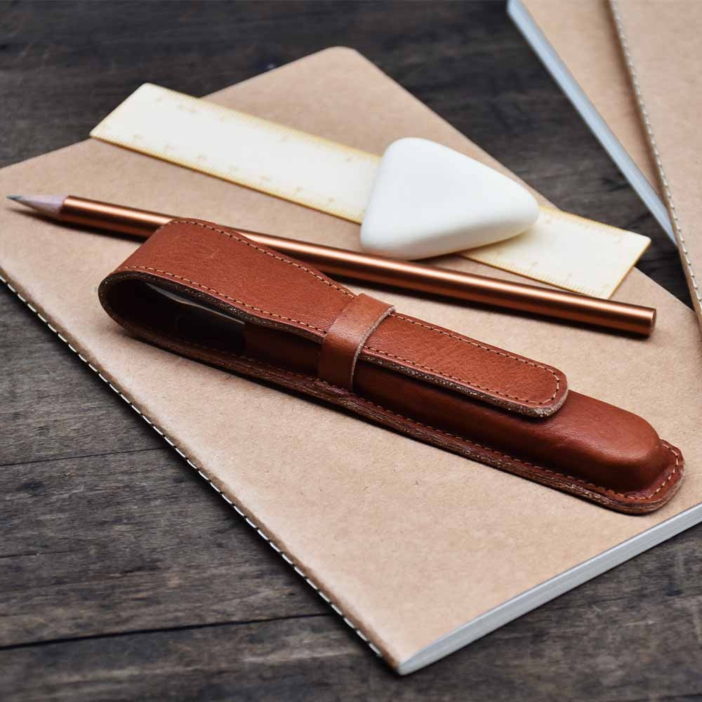 Leather Artist Pencil Case, Cognac