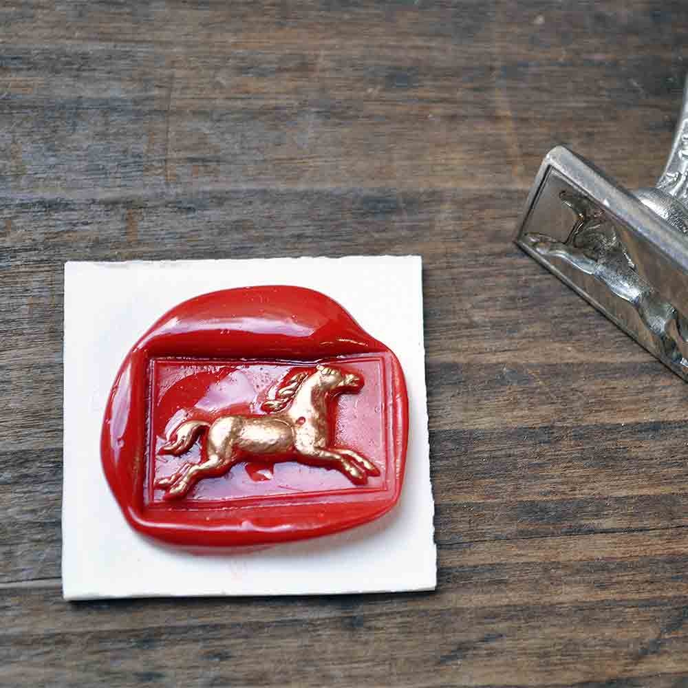 Tampon à Cire En Laiton Cheval Pégase - Cachet 30mm Avec Manche En Bois Pour Invitations & Cadeaux